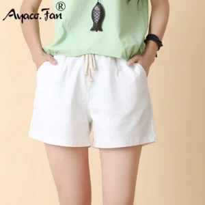 Candy Colors Hot Summer Women Shorts High Waist Casual Linen Shorts