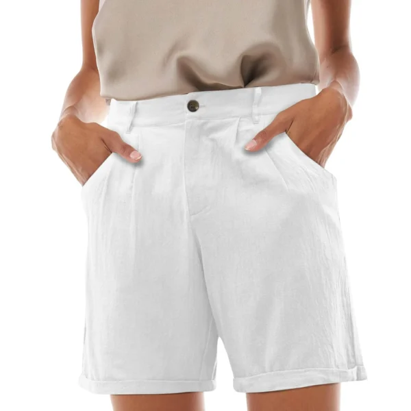 Summer Women’s Cotton Linen Casual Beach Vacation Shorts Outfit Wear