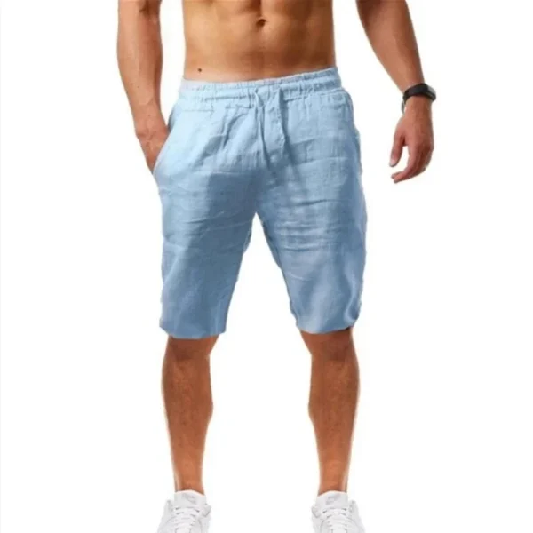 Men's Cotton Linen Summer Loose Casual Lace Up Fitness Streetwear Shorts - Image 6