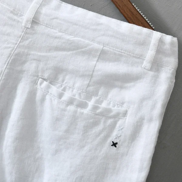 Men's Pure Linen Summer Shorts Loose Casual Holiday Button Pants - Image 5