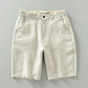Summer 100% Linen Loose Straight Casual Button Shorts For Men