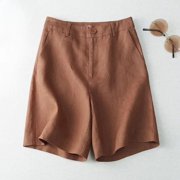 Women’s Linen Knee-Length Wide Shorts Korean Style Summer Streetwear - Image 2