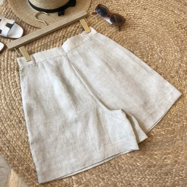 Women’s Korean Office Linen High Waist Loose Wide Leg Shorts - Image 6