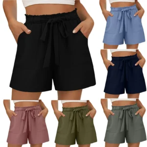 Cotton Linen Women’s Summer Shorts With Pockets Comfortable Fit