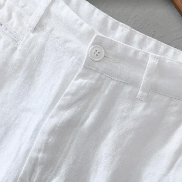 Men's Pure Linen Summer Shorts Loose Casual Holiday Button Pants - Image 3
