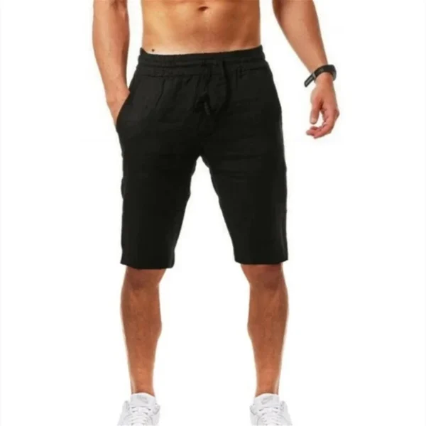 Men's Cotton Linen Summer Loose Casual Lace Up Fitness Streetwear Shorts - Image 4