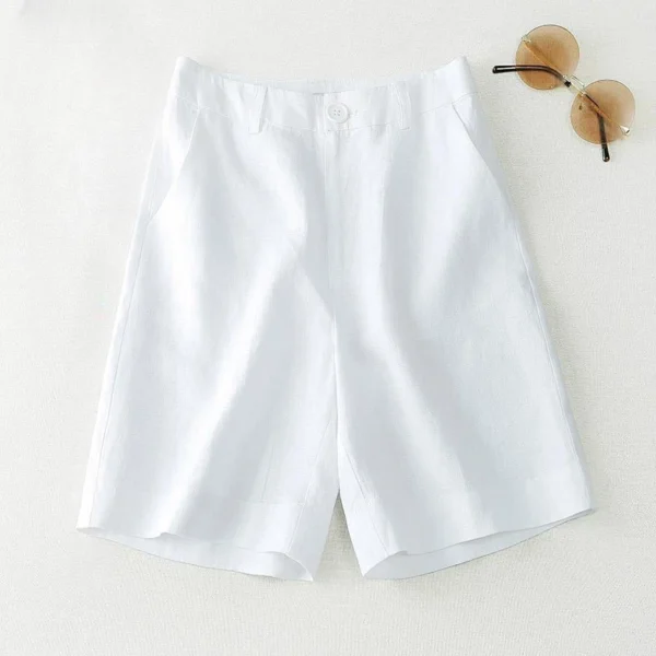 Women’s Linen Knee-Length Wide Shorts Korean Style Summer Streetwear - Image 4