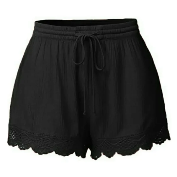 Women’s Cotton Linen Loose Casual Beach Holiday Drawstring Plus Size Shorts - Image 2