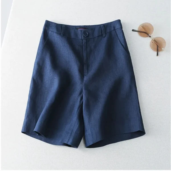 Women’s Linen Knee-Length Wide Shorts Korean Style Summer Streetwear - Image 6