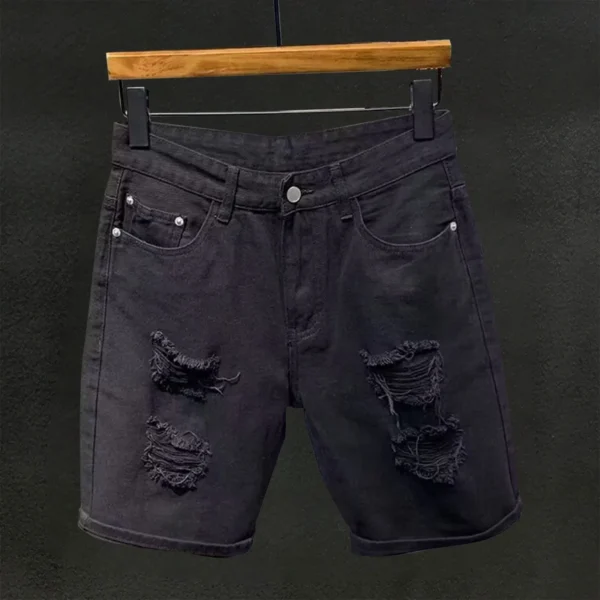 Men’s Summer Ripped Denim Shorts Plus Size Workout Gym Pants - Image 2