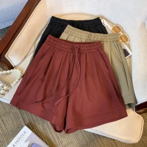 Women High Waist Oversize Shorts Casual Cotton Linen Summer Shorts