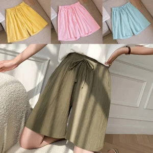 Korean Cotton Linen Casual Shorts Summer Elastic Waist Comfortable Breathable Shorts