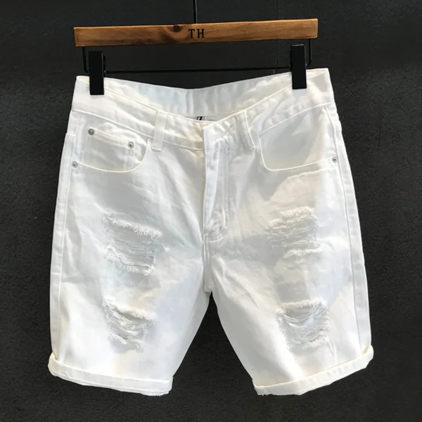 Men’s Summer Ripped Denim Shorts Plus Size Workout Gym Pants