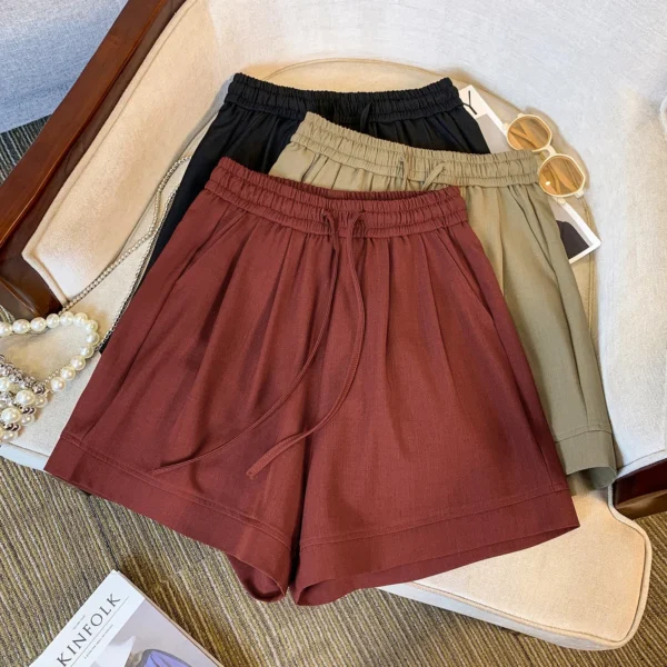 Summer Cotton Linen Oversize High Waist Casual Shorts Women - Image 2