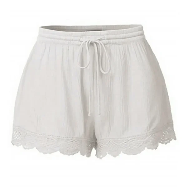 Women’s Cotton Linen Loose Casual Beach Holiday Drawstring Plus Size Shorts - Image 4