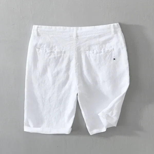 Men's Pure Linen Summer Shorts Loose Casual Holiday Button Pants - Image 2