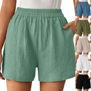 Shorts For Women Plus Size High Waist Pleated Straight Leg Shorts