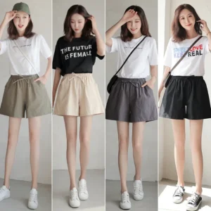 Casual Linen Shorts Women Gym Workout High Waisted Plus Size Sport Shorts