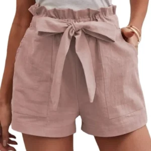 Summer Women’s Loose Linen Casual Shorts High Waist With Pockets