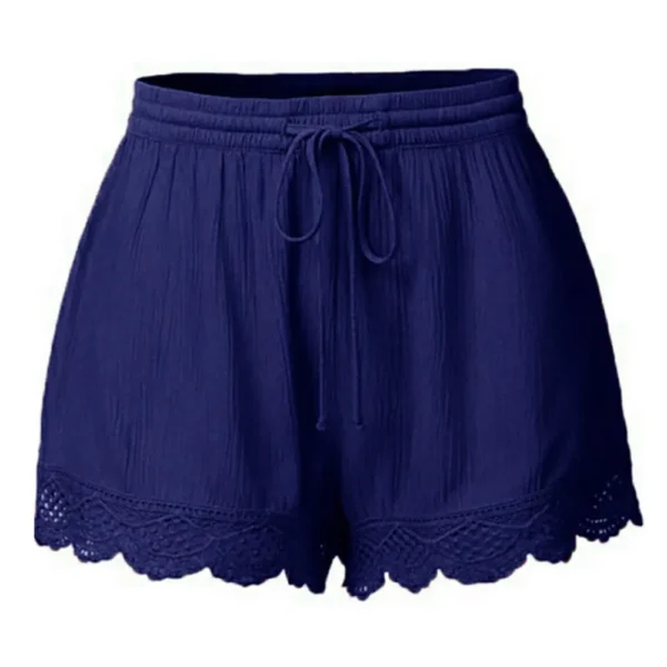 Women’s Cotton Linen Loose Casual Beach Holiday Drawstring Plus Size Shorts - Image 3