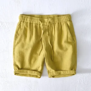 Men's Cotton Linen Loose Casual Beach Holiday Drawstring Shorts