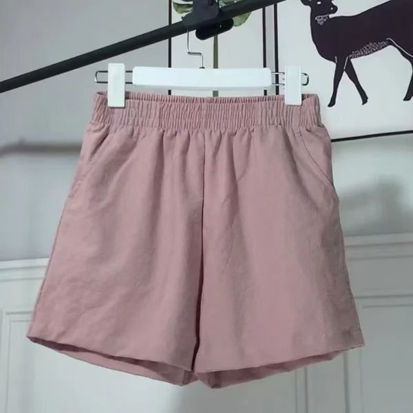 Summer Cotton Linen High Waist Casual Plus Size Shorts Women