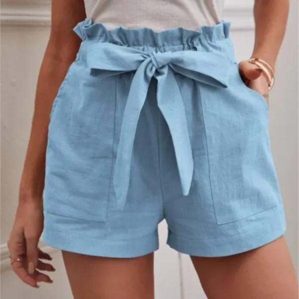 Summer Women’s Loose Linen Casual Shorts High Waist With Pockets - Image 2