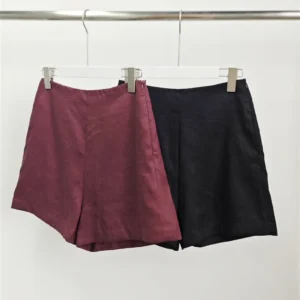 Summer Women High Waist Linen Blend Casual Lady Shorts In 2 Colors