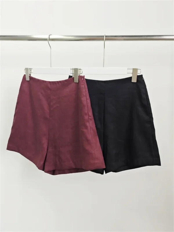 Summer Women High Waist Linen Blend Casual Lady Shorts In 2 Colors