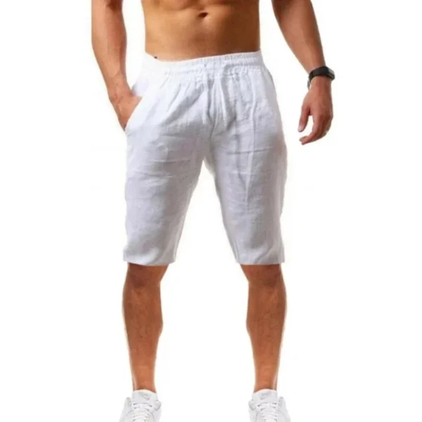 Men's Cotton Linen Summer Loose Casual Lace Up Fitness Streetwear Shorts - Image 2