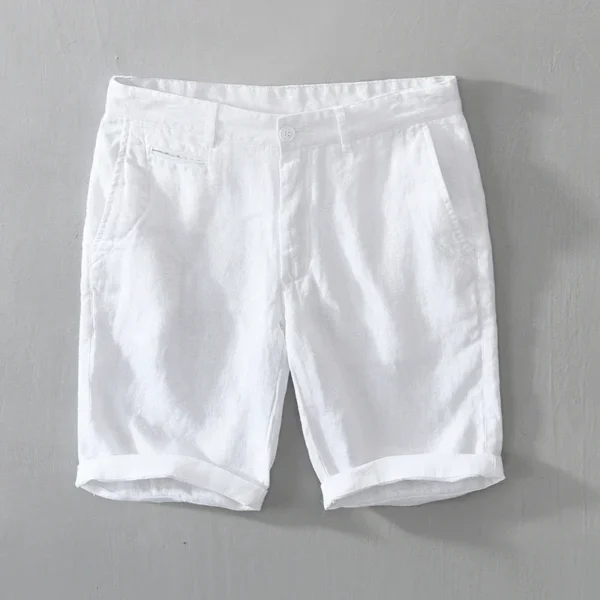 Men's Pure Linen Summer Shorts Loose Casual Holiday Button Pants