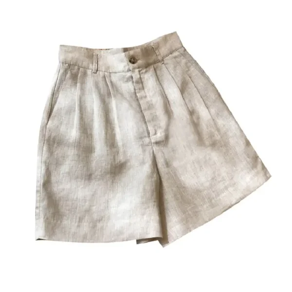 Women’s Korean Office Linen High Waist Loose Wide Leg Shorts - Image 2