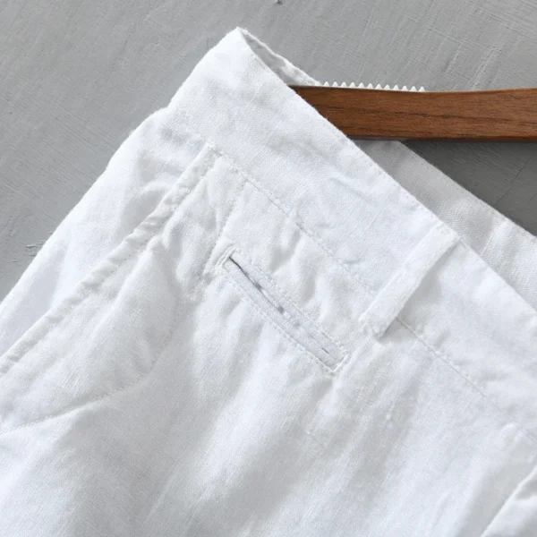 Men's Pure Linen Summer Shorts Loose Casual Holiday Button Pants - Image 4