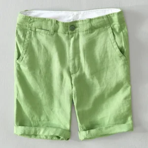 100% Linen Men's Loose Summer Beach Casual Holiday Plus Shorts