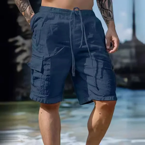 Men’s Summer White Cargo Shorts Loose Streetwear With Pockets - Image 2