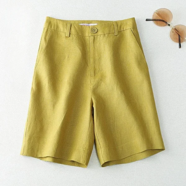 Women’s Linen Knee-Length Wide Shorts Korean Style Summer Streetwear - Image 3