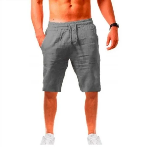Men's Cotton Linen Summer Loose Casual Lace Up Fitness Streetwear Shorts - Image 3