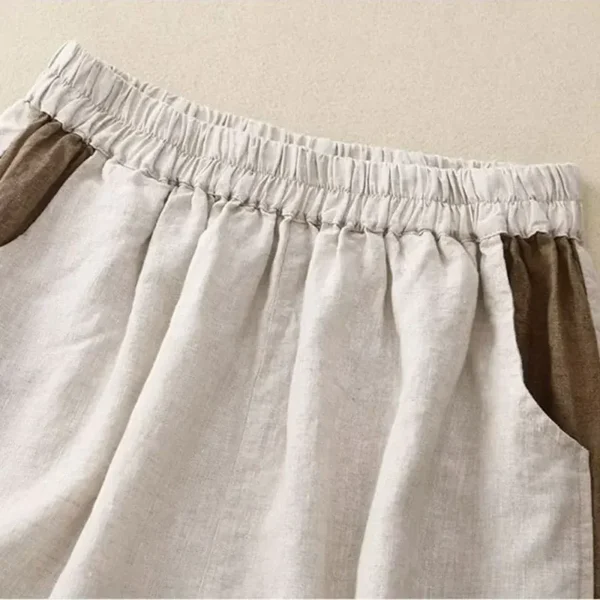 Orange Linen High Waist Women's Shorts Loose Wide Leg Summer - Image 2