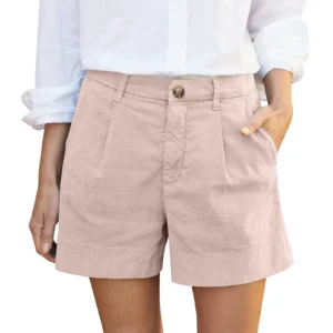 Plus Size Wide Leg Beach Shorts With Pockets Linen Summer Shorts