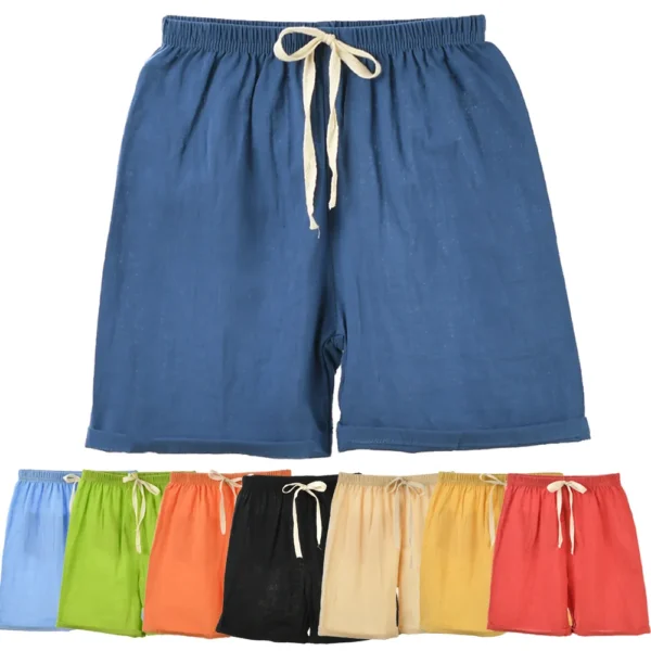 2-10Y Kids Cotton Linen Shorts Breathable Loose Summer Beach Pants