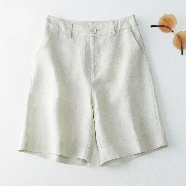 Women’s Linen Knee-Length Wide Shorts Korean Style Summer Streetwear - Image 5