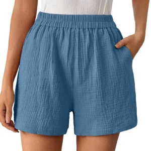 Cotton Linen Shorts For Women Summer – High Waist Casual Straight Shorts