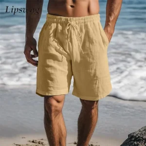 Drawstring Lace-up Shorts Men – Vintage Casual Linen Beach Summer Shorts